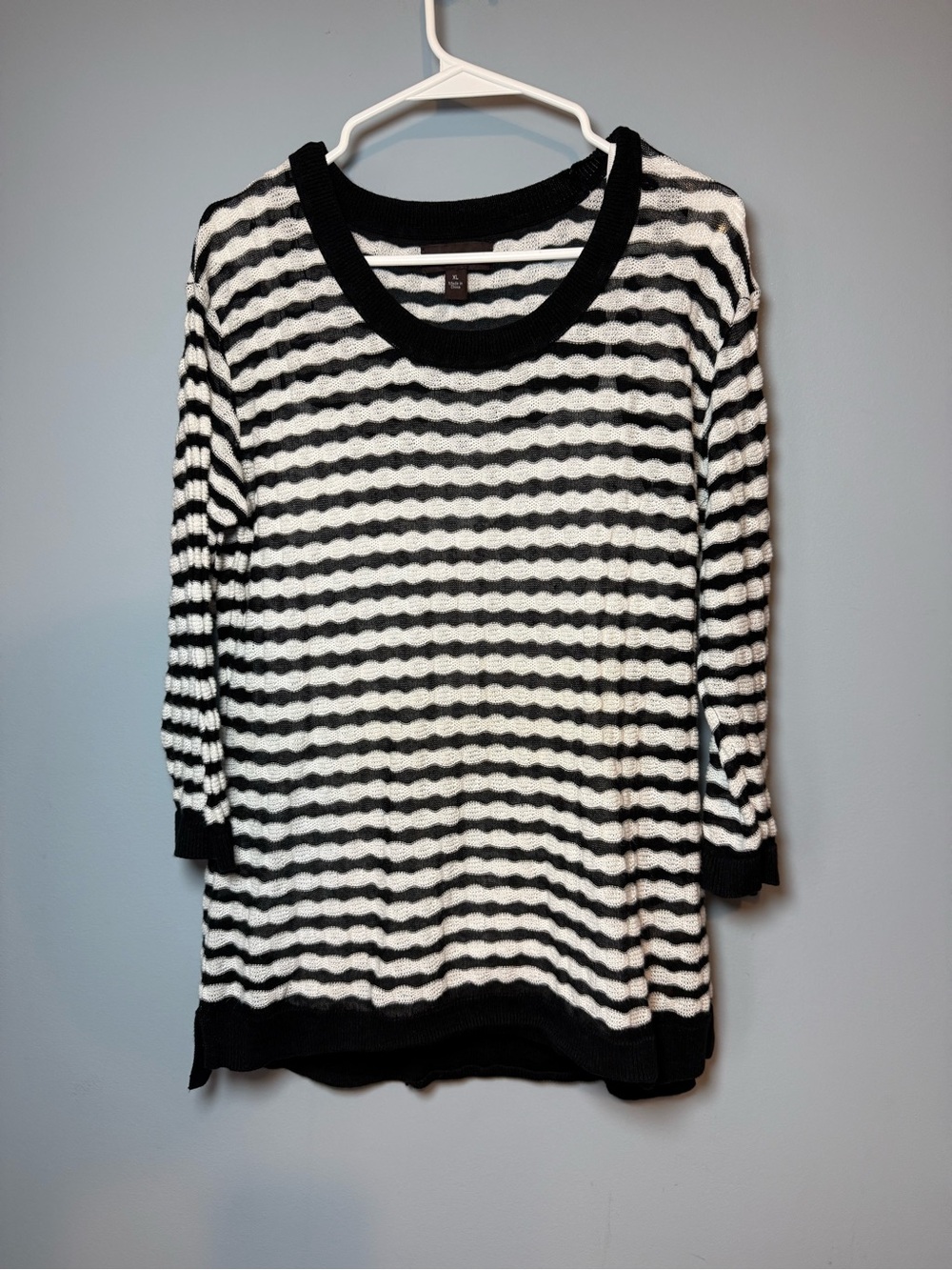 Dana Buchman Black & White Striped Knit Pullover